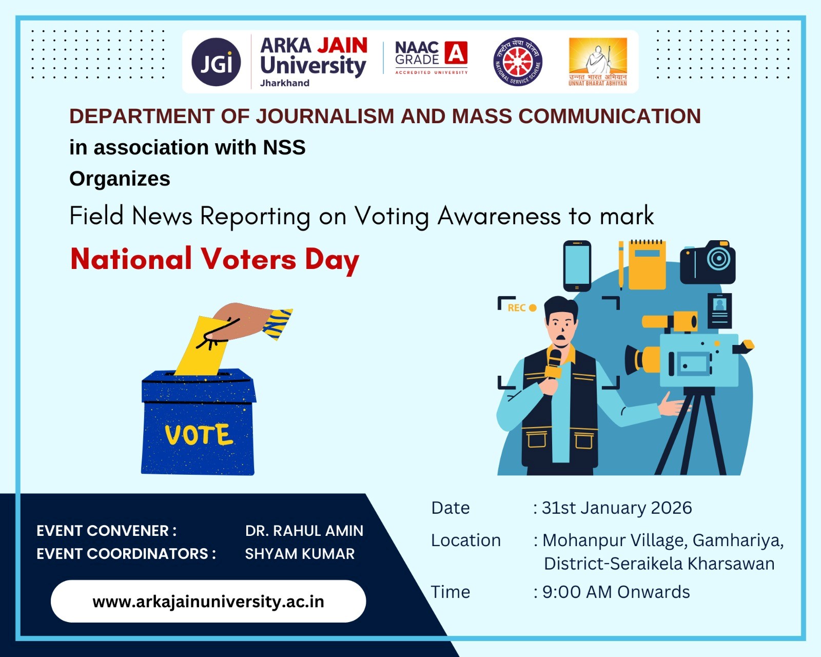 Field News Reporting on Voting Awareness to mark National Voter’s Day
