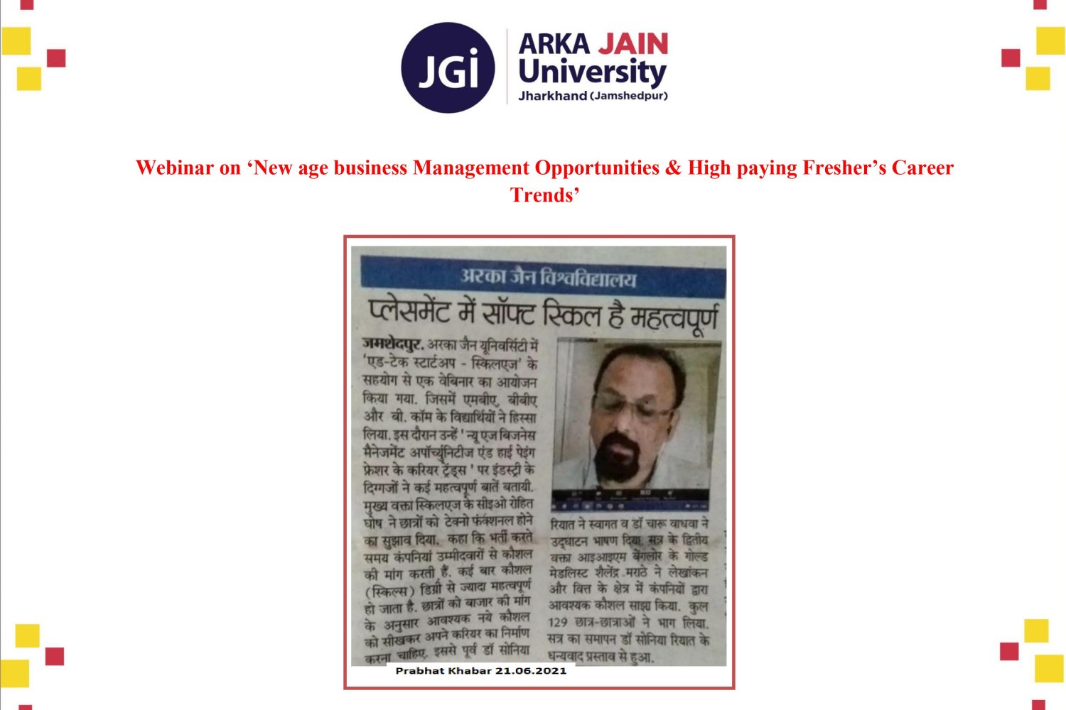 Webinar on ‘New age business Management Opportunities & High paying Fresher’s Career Trends’